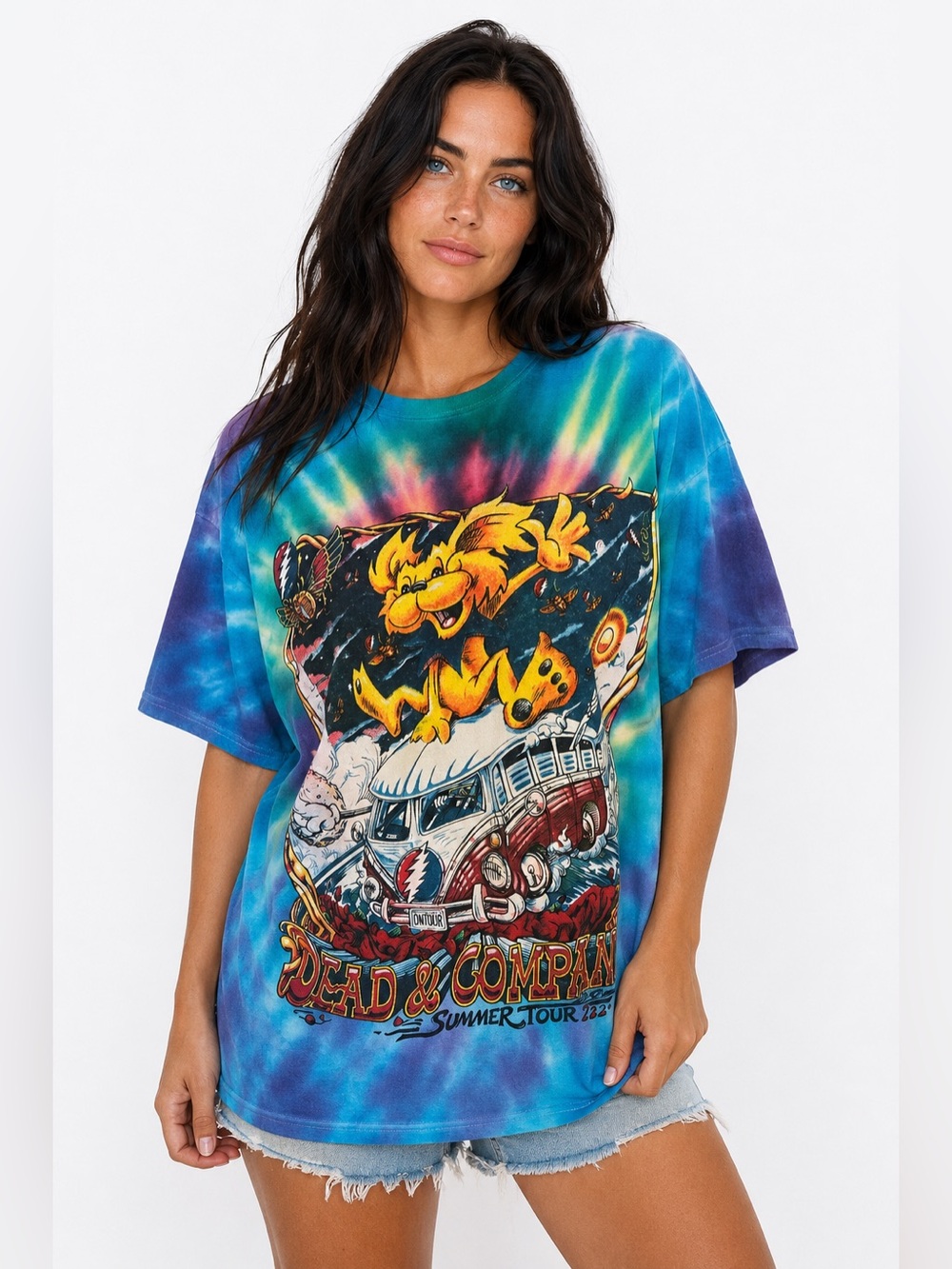 Dead & Company Summer Tour 2022 Tie Dye T-Shirt Graphic Tee VW Bus Bertha Bear